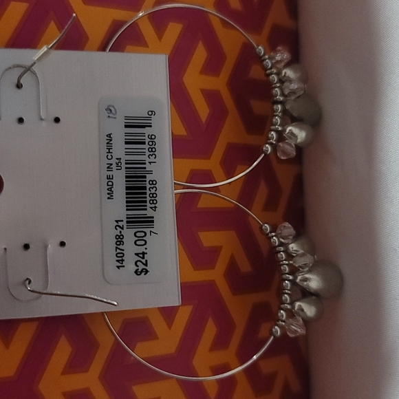 Guess Hoop Earrings w/ Dangling Rhinestones - Picture 5 of 5